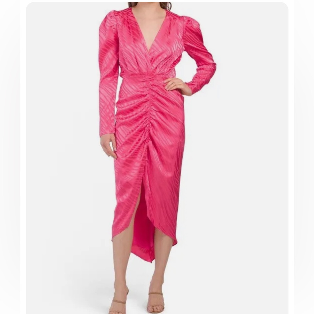 Ronny Kobo  Astrid  Ruched Puff Sleeve Dress in Tulip  Size  small
